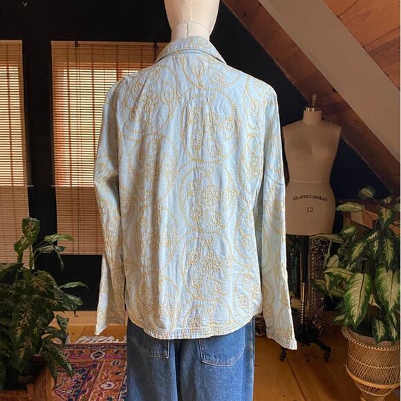 90s Denim Embroidered Shirt Jacket - Picture 4 of 5